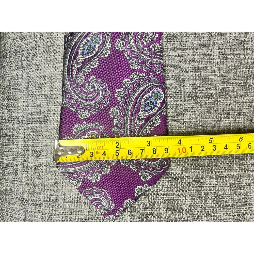 Jos. A. Bank Signature Collection Purple Paisley 100% Silk Hand Made Necktie